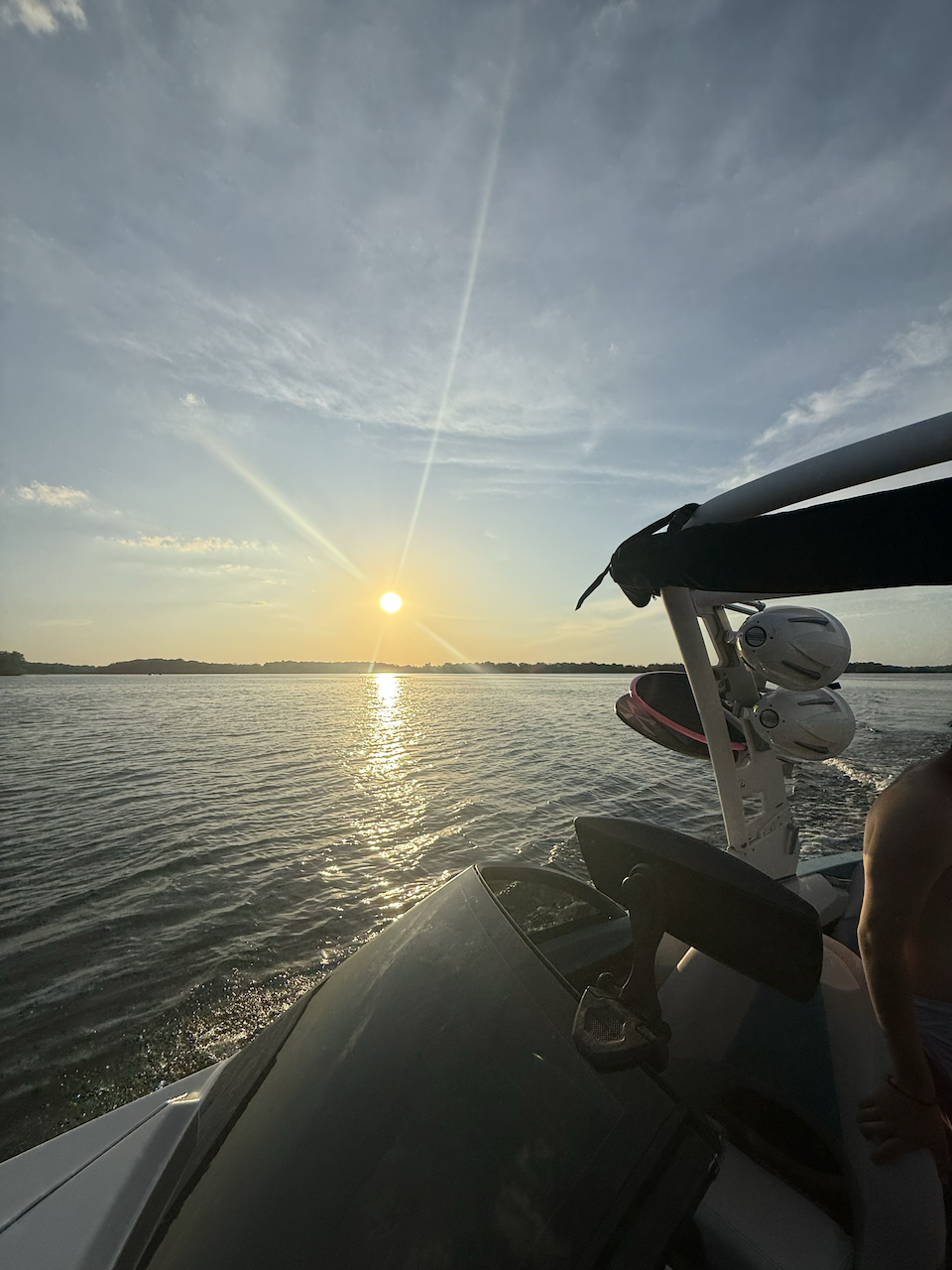 Minnesota lake sunset from the boat